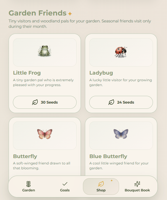 Garden Friends in the Glimmerbud Seed Shop